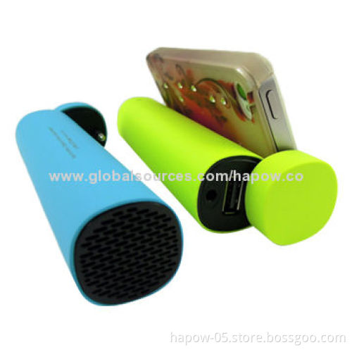 Power Bank for All Smartphones with Mini Speaker 3W, 3500mAh Battery, Private Sleek Cylindrical Tube